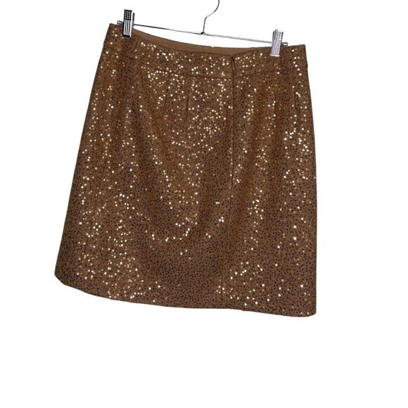 Ann Taylor LOFT Light Brown Sequin Mini Pencil Skirt with Zipper - Picture 2 of 6
